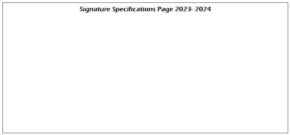 Signature Specifications Page 2023- 2024
